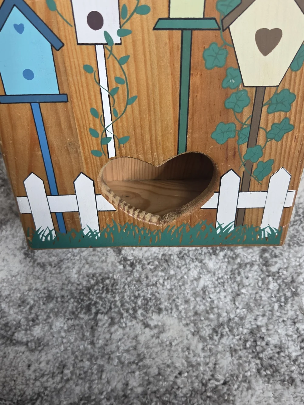 Wooden 'Plastic Bags' Storage Box with Heart Cutout - Natural 15